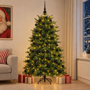 Kunstigt juletræ med julekugle 210 cm 300 LED'er Varm hvid