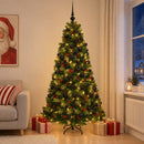 Kunstigt juletræ med julekugle 180 cm 300 LED'er Varm hvid