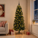 Kunstig juletræ med kugler 180 cm 300 LED'er Varm hvid