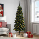 Kunstig juletræ med kugler 180 cm 300 LED'er Varm hvid