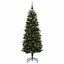 Kunstig juletræ med kugler 210 cm 300 LED'er Varm hvid