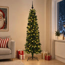 Kunstigt slankt juletræ med julekugle 240 cm 300 LED'er