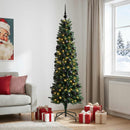 Kunstigt slankt juletræ med julekugle 240 cm 300 LED'er