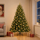 Kunstigt juletræ med julekugle 180 cm 300 LED'er Varm hvid