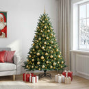 Kunstigt juletræ med julekugle 210 cm 300 LED'er Varm hvid