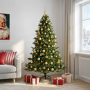 Kunstigt juletræ med julekugle 210 cm 300 LED'er Varm hvid