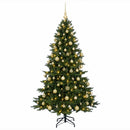 Kunstigt juletræ med julekugle 210 cm 300 LED'er Varm hvid