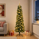 Kunstigt slankt juletræ med julekugle 240 cm 300 LED'er