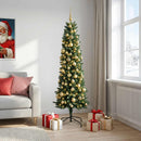 Kunstigt slankt juletræ med julekugle 240 cm 300 LED'er