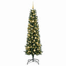 Kunstigt slankt juletræ med julekugle 240 cm 300 LED'er