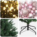 Kunstigt juletræ med julekugle 180 cm 300 LED'er Varm hvid