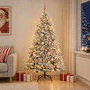 Kunstigt juletræ med julekugle 210 cm 300 LED'er Varm hvid
