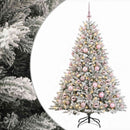 Kunstigt juletræ med julekugle 210 cm 300 LED'er Varm hvid