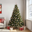 Kunstig juletræ med kugler 210 cm 300 LED'er Varm hvid