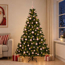 Kunstig juletræ med kugler 210 cm 300 LED'er Varm hvid