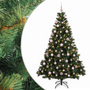 Kunstig juletræ med kugler 180 cm 300 LED'er Varm hvid