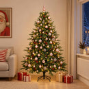 Kunstigt juletræ med julekugle 210 cm 300 LED'er Varm hvid