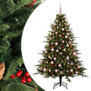 Kunstigt juletræ med julekugle 210 cm 300 LED'er Varm hvid