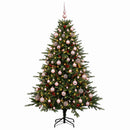 Kunstigt juletræ med julekugle 210 cm 300 LED'er Varm hvid