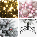 Kunstigt juletræ med julekugle 180 cm 300 LED'er Varm hvid