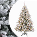Kunstigt juletræ med julekugle 180 cm 300 LED'er Varm hvid