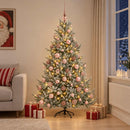 Kunstigt juletræ med julekugle 210 cm 300 LED'er Varm hvid
