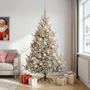 Kunstigt juletræ med julekugle 210 cm 300 LED'er Varm hvid