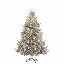 Kunstigt juletræ med julekugle 210 cm 300 LED'er Varm hvid