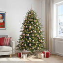 Kunstigt juletræ med julekugle 210 cm 300 LED'er Varm hvid