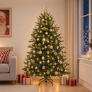 Kunstigt juletræ med julekugle 210 cm 300 LED'er Varm hvid