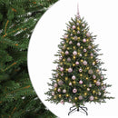 Kunstigt juletræ med julekugle 210 cm 300 LED'er Varm hvid