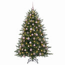 Kunstigt juletræ med julekugle 210 cm 300 LED'er Varm hvid