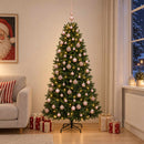 Kunstig juletræ med kugler 180 cm 300 LED'er Varm hvid