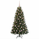 Kunstig juletræ med kugler 210 cm 300 LED'er Varm hvid