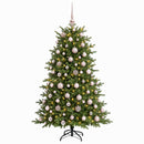 Kunstigt juletræ med julekugle 180 cm 300 LED'er Varm hvid