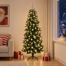 Kunstig juletræ med kugler 180 cm 300 LED'er Varm hvid