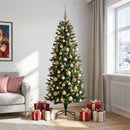 Kunstig juletræ med kugler 180 cm 300 LED'er Varm hvid