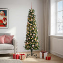 Kunstigt slankt juletræ med julekugle 240 cm 300 LED'er