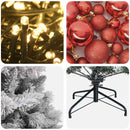 Kunstig juletræ med kugler 210 cm 300 LED'er Varm hvid