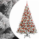 Kunstig juletræ med kugler 210 cm 300 LED'er Varm hvid