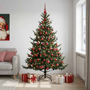 Kunstigt juletræ med julekugle 210 cm 300 LED'er Varm hvid