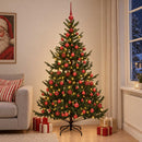 Kunstigt juletræ med julekugle 210 cm 300 LED'er Varm hvid