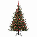 Kunstigt juletræ med julekugle 210 cm 300 LED'er Varm hvid