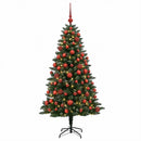 Kunstig juletræ med kugler 180 cm 300 LED'er Varm hvid