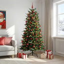 Kunstig juletræ med kugler 210 cm 300 LED'er Varm hvid
