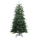 Kunstig juletræ med kugler 210 cm 300 LED'er Varm hvid