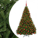 Kunstigt juletræ lysegrønt med julekugler 210 cm 300 LED'er