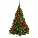 Kunstigt lysegrønt juletræ med julekugler 240 cm 300 LED'er