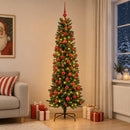 Kunstigt slankt juletræ med julekugle 240 cm 300 LED'er