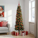 Kunstigt slankt juletræ med julekugle 240 cm 300 LED'er